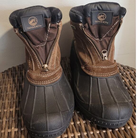 Tamarack Mens All-Season Waterproof Boots 8 Brown Suede Zip Front Insulated Warm - Picture 9 of 10